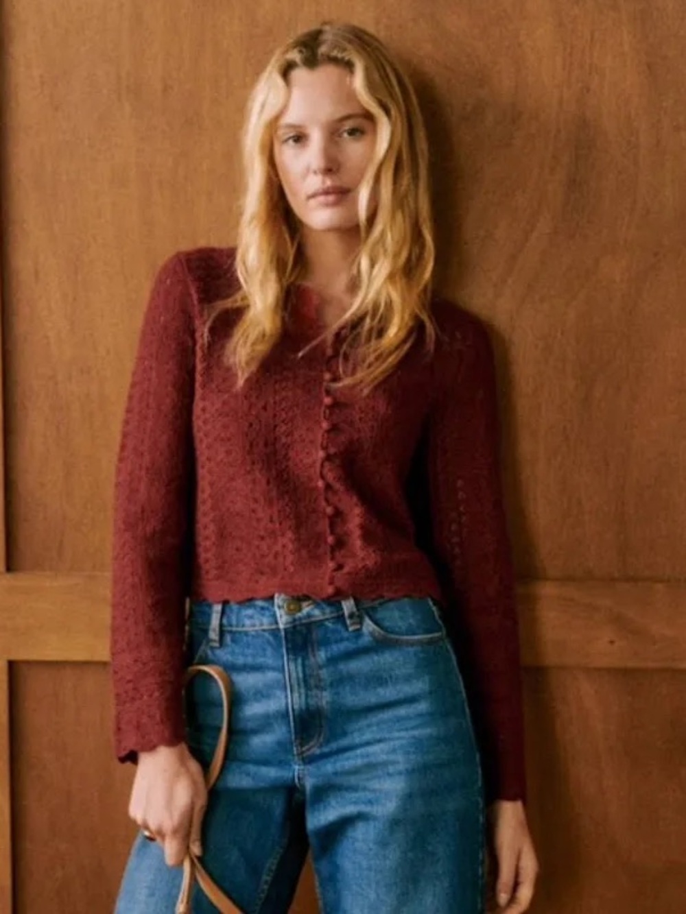 Sezane Noelie Cardigan in color “Brick”